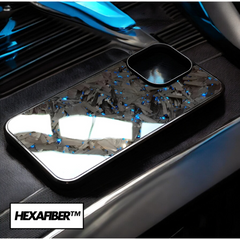 iPhone Large Forged Carbon Fiber Flakes Case | Blue