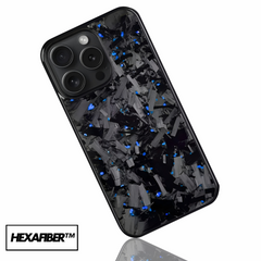 iPhone Large Forged Carbon Fiber Flakes Case | Blue